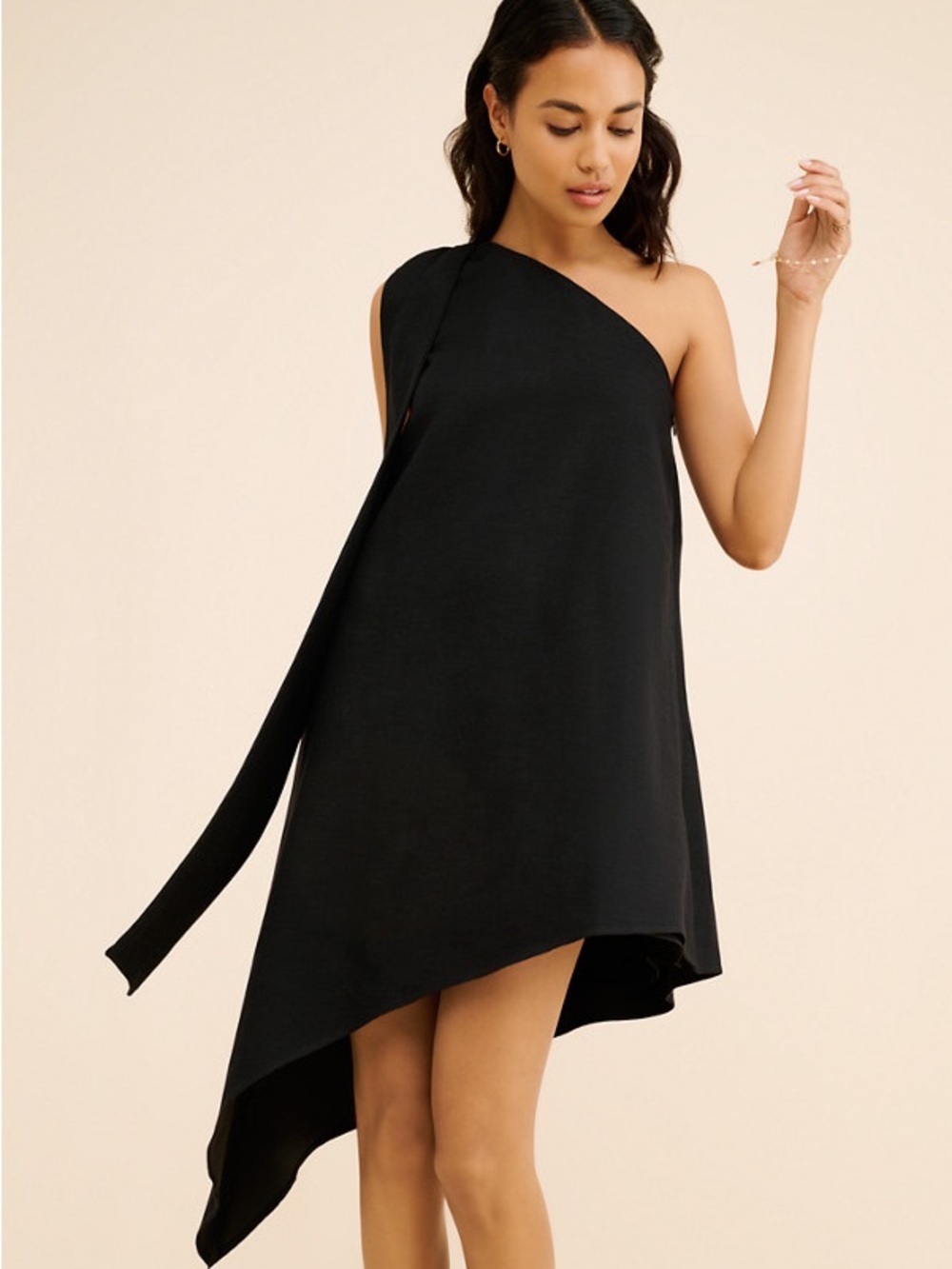 Endless Rose Black One-Shoulder Asymmetric Mini Dress